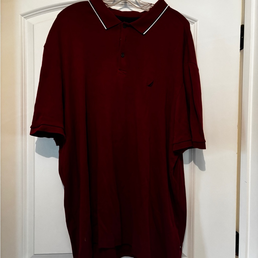 Nautica pique polo ~ relaxed fit/ short sleeved ~ burgundy ~ 3x~ like new